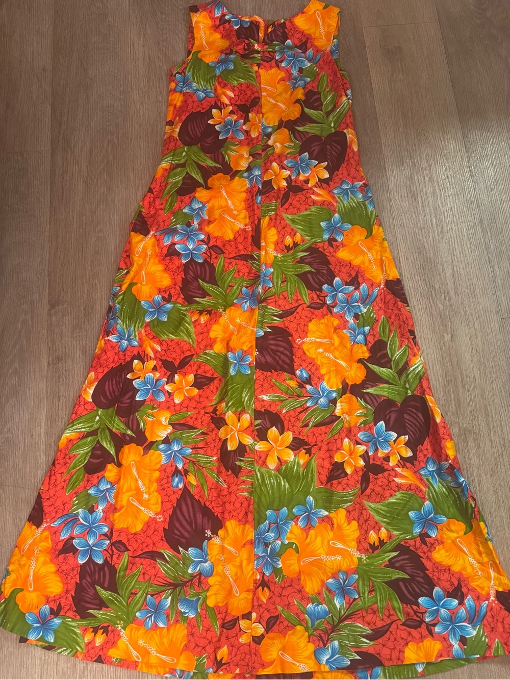 Vintage Pacific Isle Creations Hawaii Hibiscus Floral Maxi Dress Sz 12